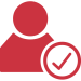 Icon of person with a checkmark