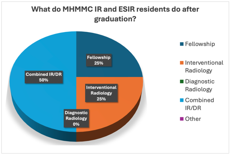 Pie chart illustrating what IR and ESIR residents do after graduation