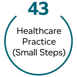 Large text: 43 healthcare practices (Small steps)