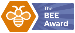 Illustration of a bee next to text: "The Bee Award"