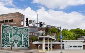 An exterior view of the MaineHealth Food Pantry at 950 Congress Street in Portland